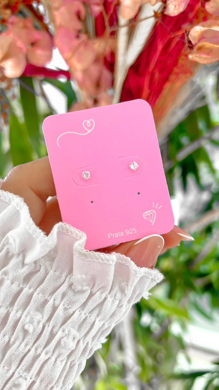 Brinco de Zircônia 3mm Clássico Cristal