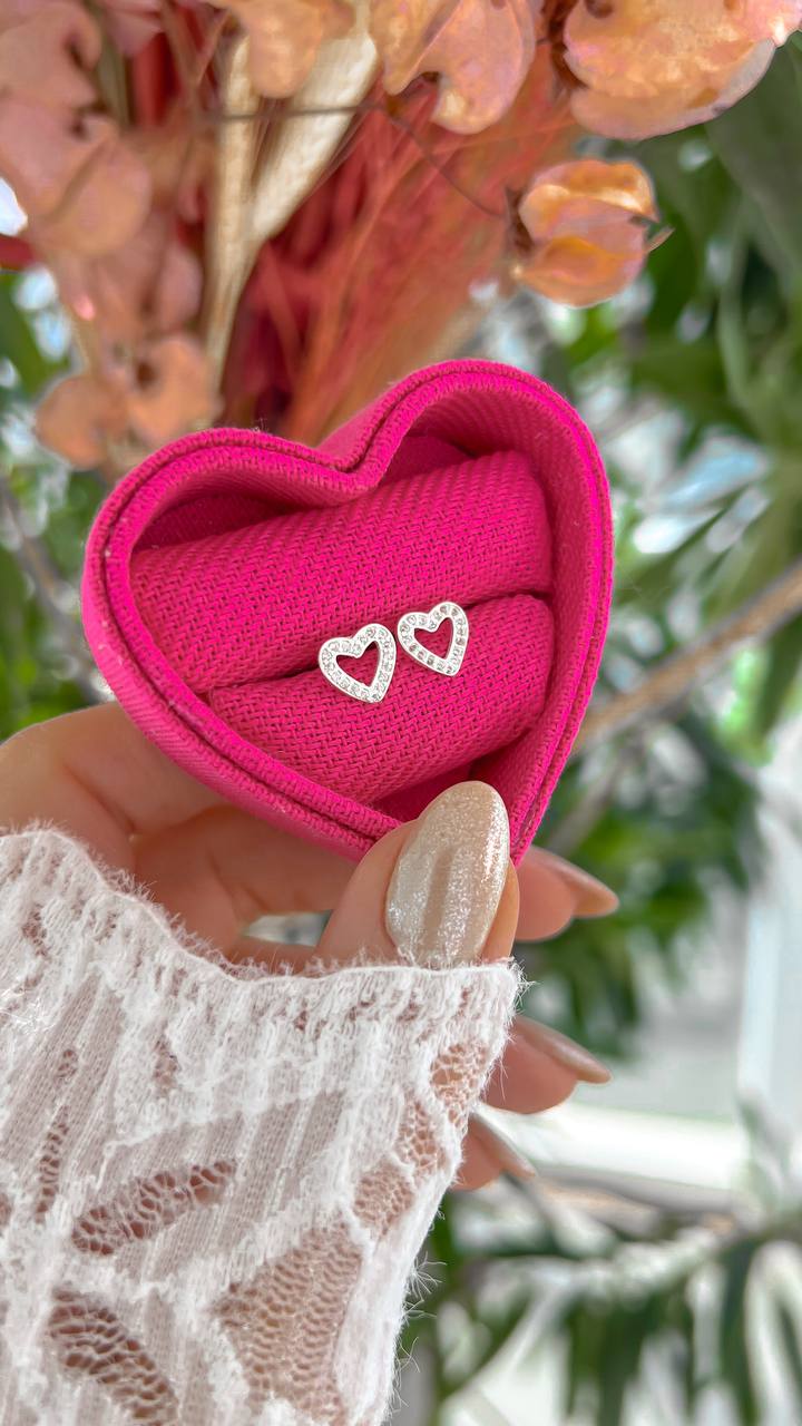 Colar Coração Cravejado 6mm Cristal