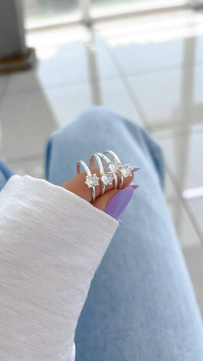 Anel Solitário Prata 925 com Zircônia 4mm