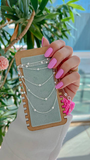 Colar Elo Cadeado com 7 Bolinhas de 3mm