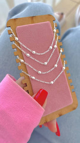 Colar Elo Cadeado com 7 Bolinhas de 3mm