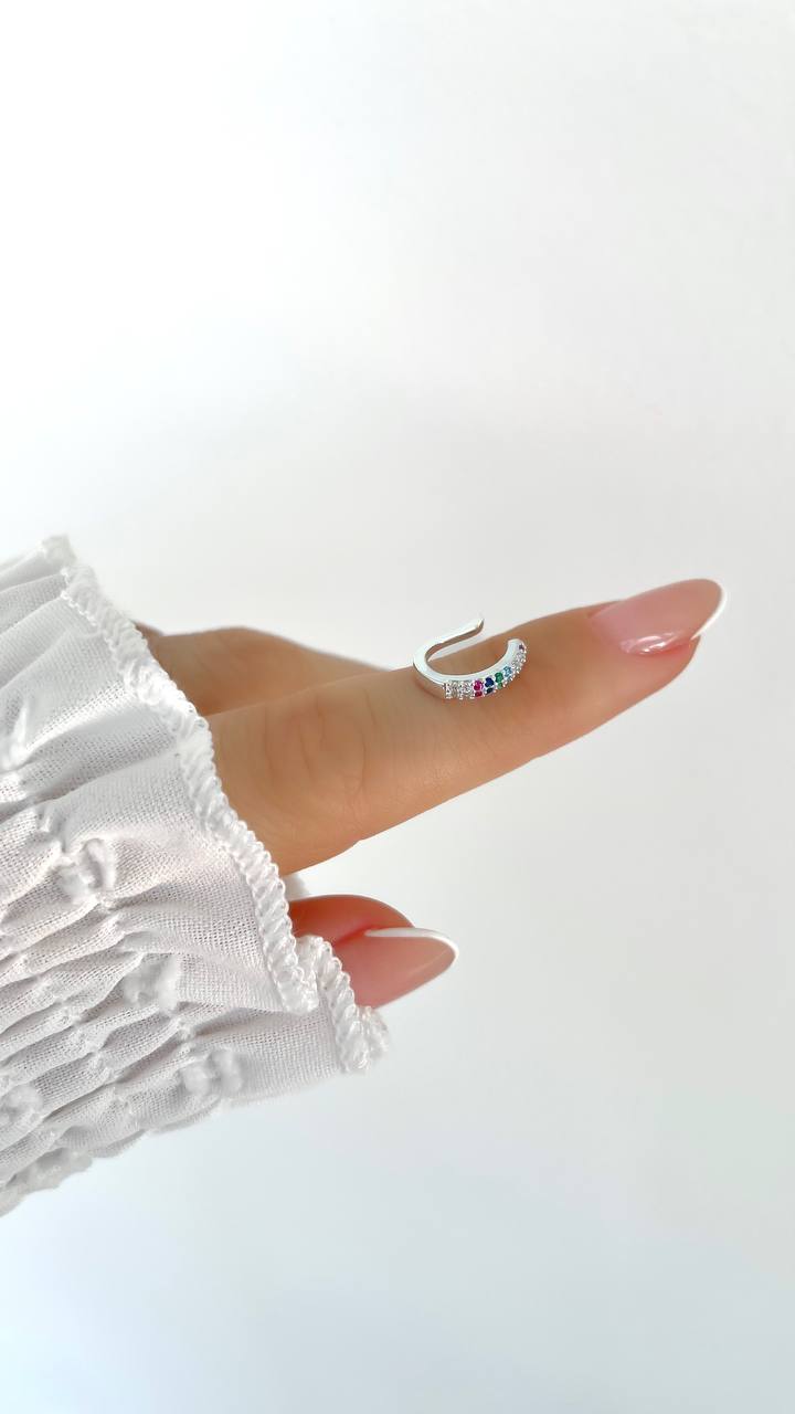 Piercing Fake Gota Zircônia Cravejada Colorida – Prata 925