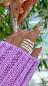 Anel Aparador Inteiro Cravejado – Duas Fileiras com Zircônias Cristal